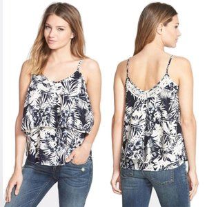 Paper Crane Navy Hawaiian Print Double Ruffle Tier